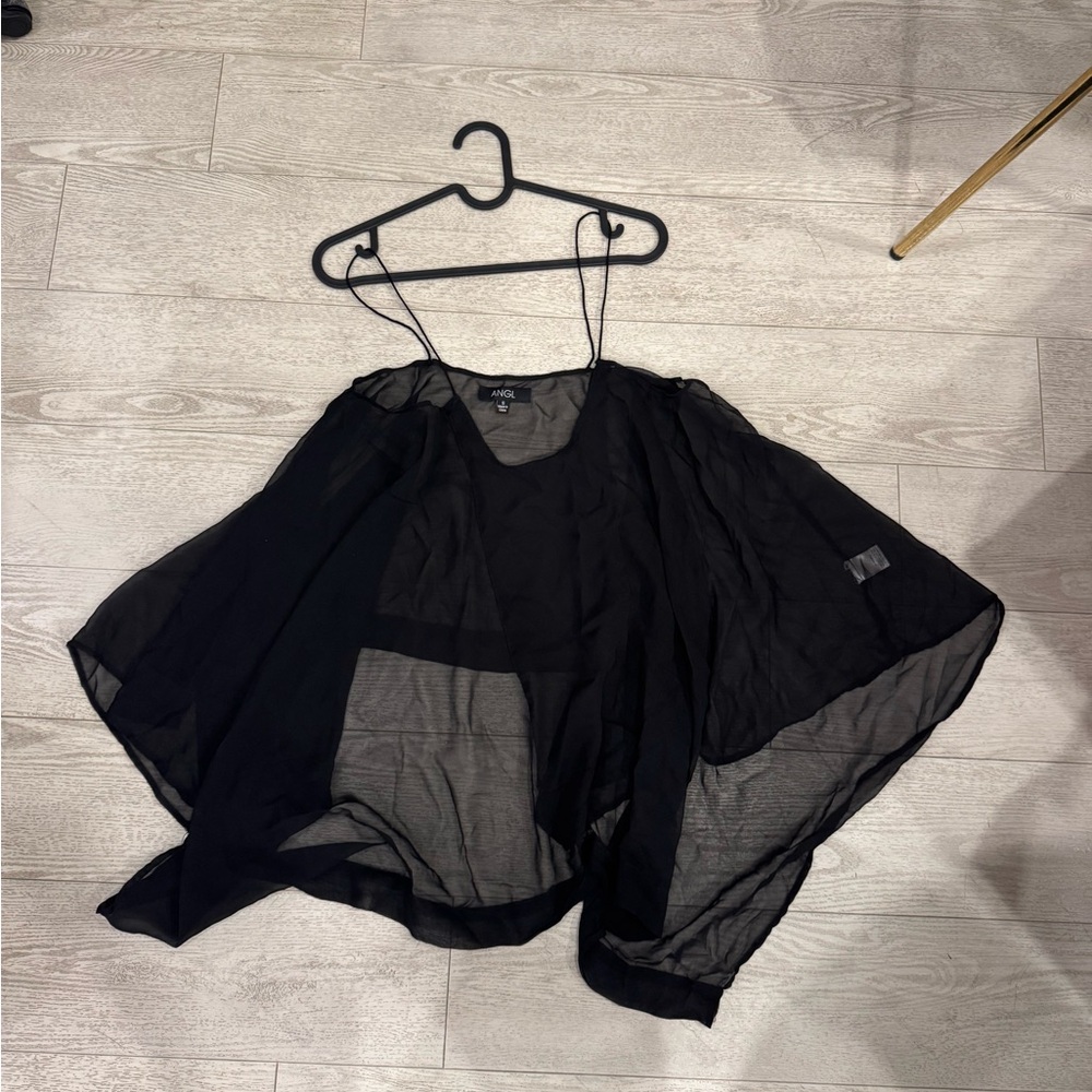 Black Sheer Spaghetti Strap Top